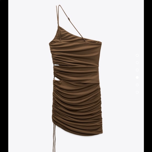 Zara ruched brown dress - Picture 3 of 4
